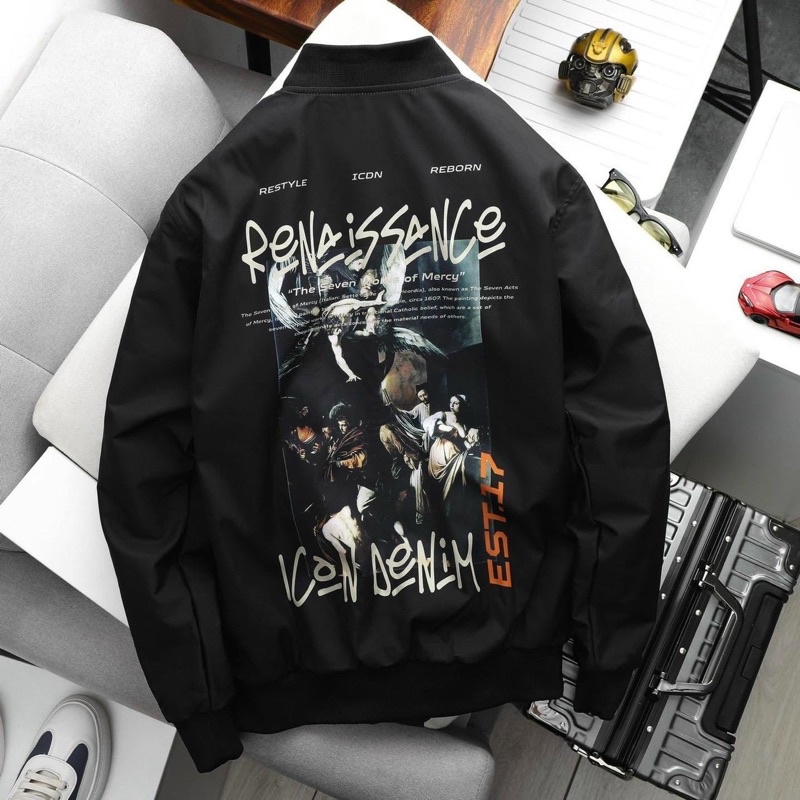 Áo khoác bomber hình in lụa 3d