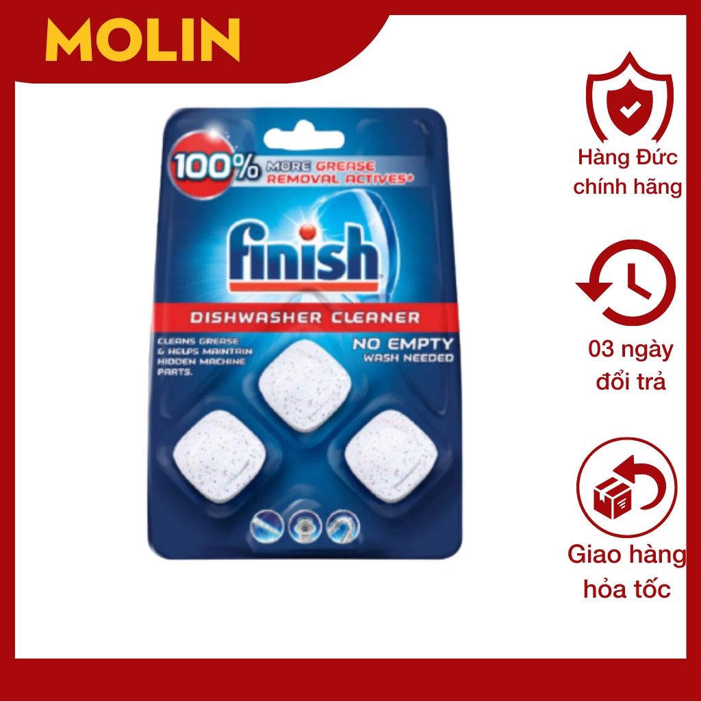 Vỉ 3 viên vệ sinh máy rửa chén bát Finish