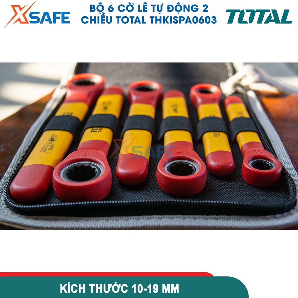 Bộ 6 cờ Lê tự động 2 chiều cách điện 1000V TOTAL THKISPA0603, có Chứng nhận 1000V, VDE/GS, siêu cứng chống rỉ - [XSAFE]