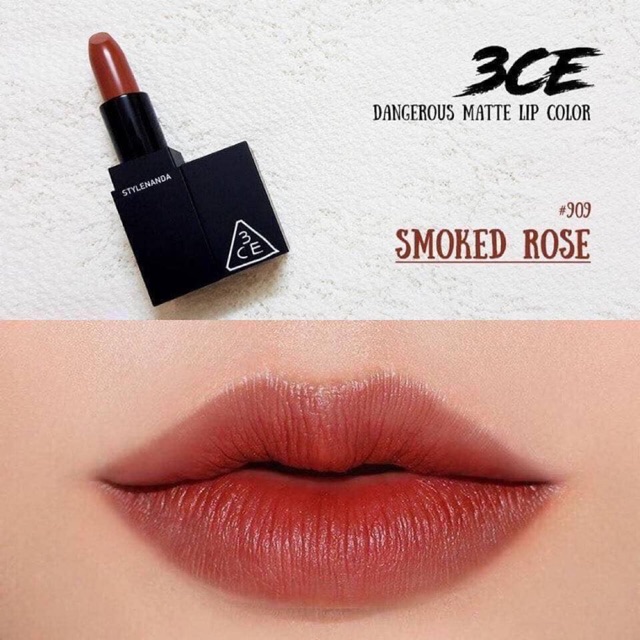 ( Sẵn ) Son thỏi 3CE MATTE LIP COLOR 909 vỏ đen