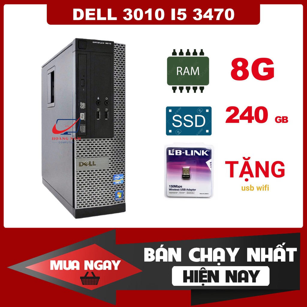 Máy Bộ Dell i5 ⚡️Freeship⚡️ Cây Máy Tính Đồng Bộ - Dell Optiplex 3010 (i5 3470/Ram 8G/SSD 240GB) - Bảo Hành 12 Tháng