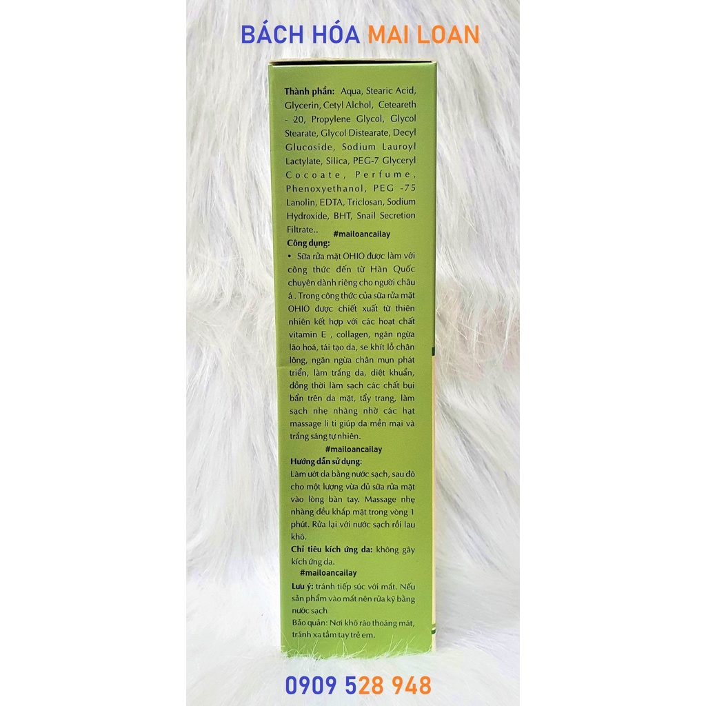 Sữa Rửa Mặt Ohio Green Tea Trắng Da - Ngừa Mụn Thảo Mộc Xanh 120g