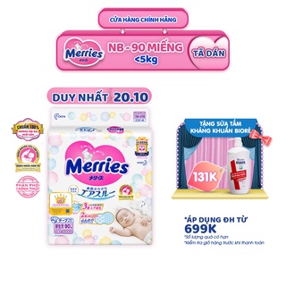 Tã/bỉm dán Merries size NB - 90 miếng (Cho bé dưới 5kg)