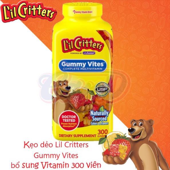 (2 loại) Kẹo dẻo Lil Critters Gummy Vites bổ sung Vitamin 300 viên