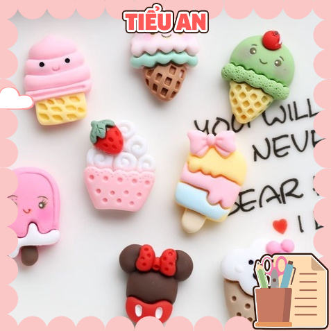 Charm (C206) slime/ Dụng Cụ Trang Trí [Ko Keo &amp; Nút] Kem Que Dễ Thương (1.5 x 1.8 cm)