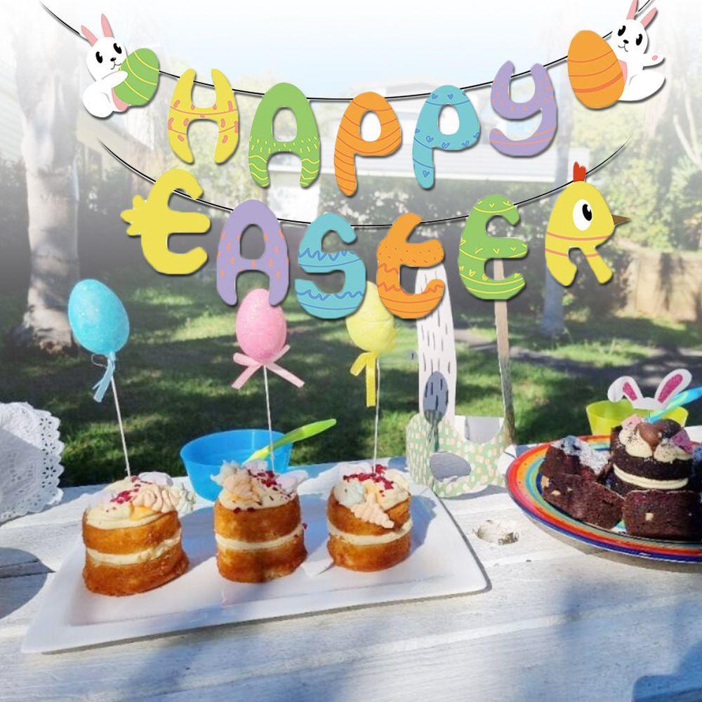 Dây Cờ Bằng Giấy Treo Trang Trí Tiệc Họa Tiết Thỏ Phục Sinh Độc Đáo