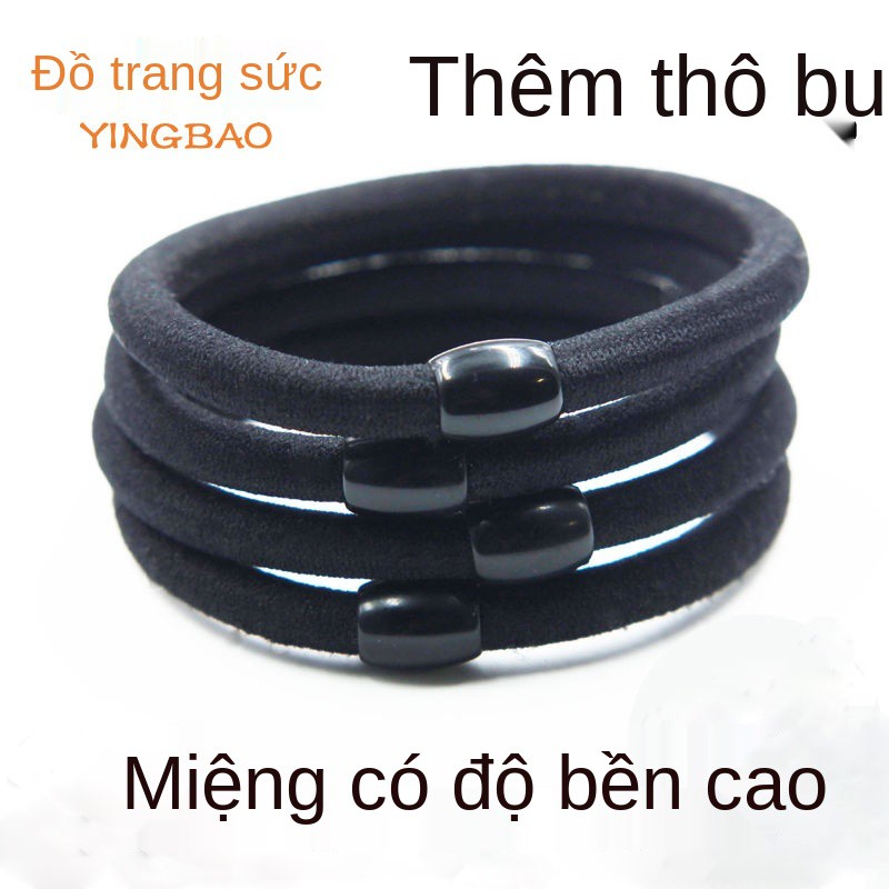 Dây đeo đầu nữ có độ đàn hồi cao tạp dề dày buộc tóc dây cao su đơn giản cho người lớn buộc tóc đen bền bao da dây tóc