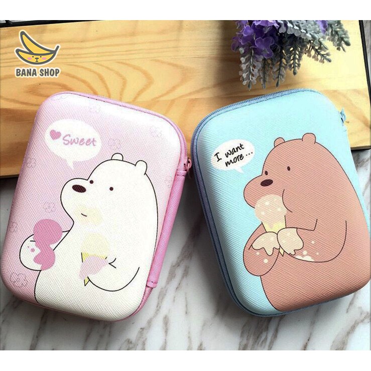 Bóp đựng tai nghe dây sạc phụ kiện nhỏ gọn hình anh em gấu We Bare Bear Chúng tôi đơn giản là gấu