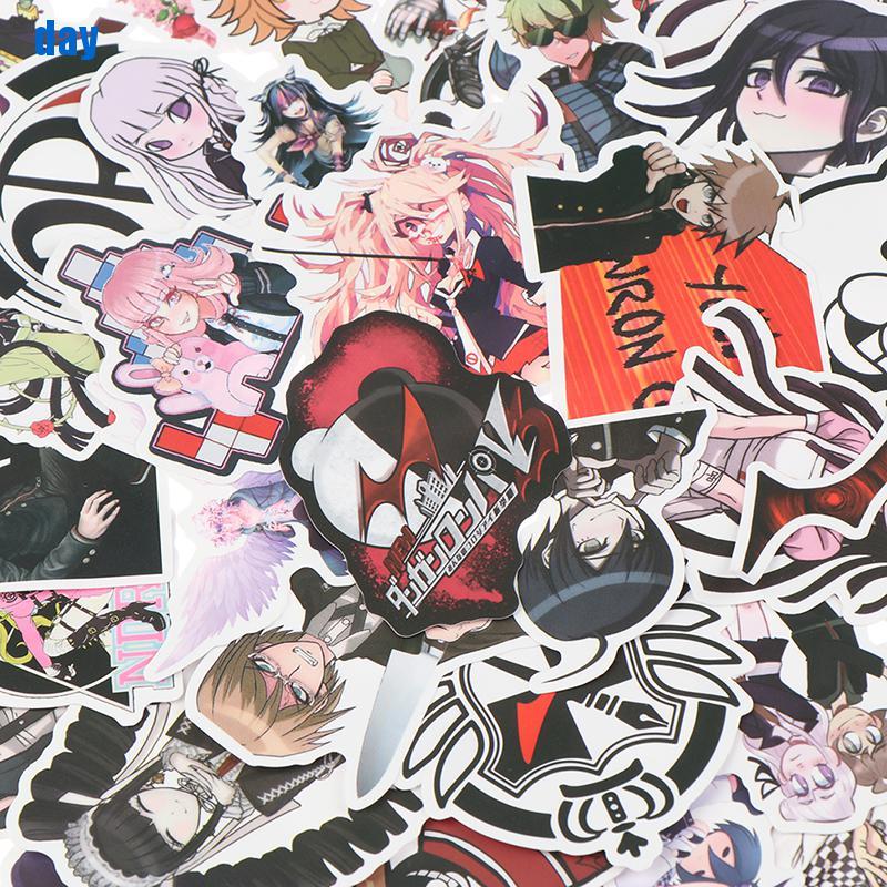 Set 50 Miếng Dán Pvc Chống Nước Hình Anime Danganronpa Cho Laptop Vali Ván Trượt