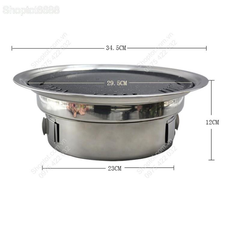 Bếp nướng than hoa A1033 làm bằng thép inox không gỉ D34,5cm, có vỉ nướng chống dính rất bền (ShopYOKO)