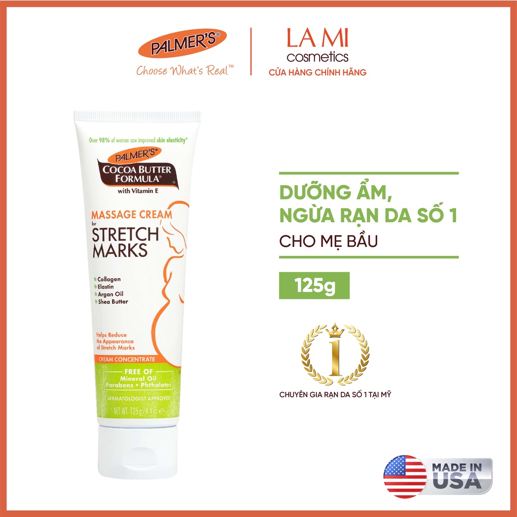 COMBO Ngăn ngừa rạn cho mẹ bầu ĐẦU và GIỮA thai kỳ Palmer's (Kem rạn 125g và Lotion rạn 250ml)