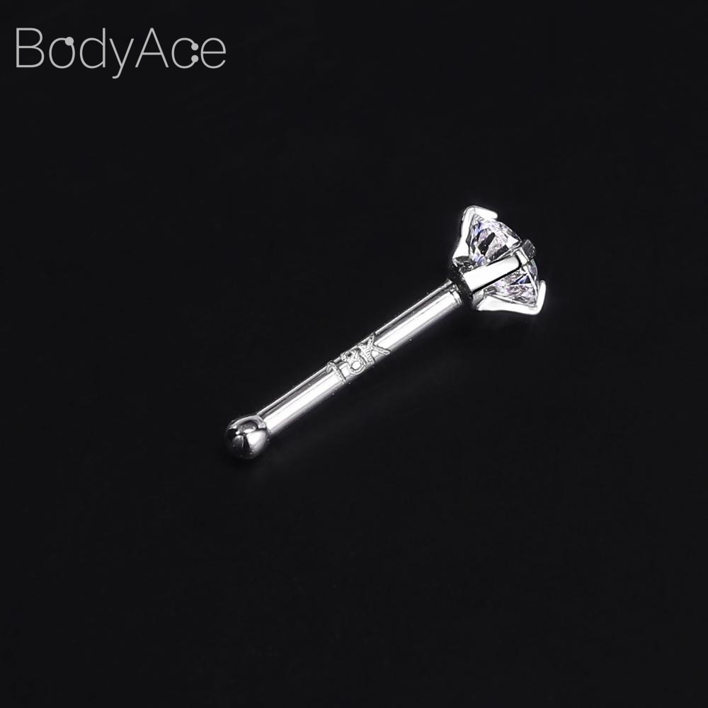 1 Khuyên Mũi Thép Không Gỉ Mạ Bạch Kim Đính Đá Zircon 18K Chống Dị Ứng 5A