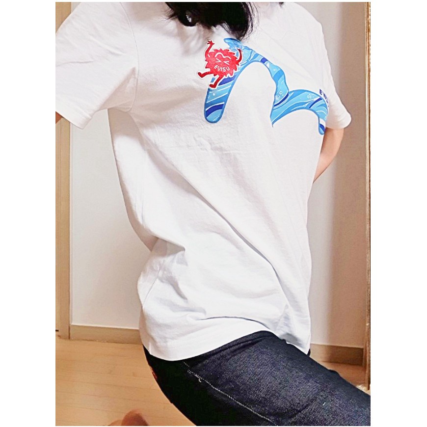 ✾▪♘100% Áo Thun Bụi Bẩn Sóng evisu Hàn Quốc Đích Thực