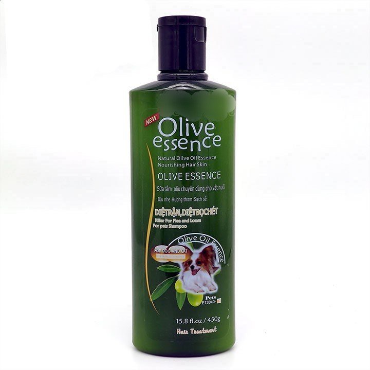 Sữa tắm diệt ve rận chó mèo- Dầu tắm Olive 450ml giúp mềm mượt lông, chăm sóc nuôi dưỡng lông, lưu hương thơm