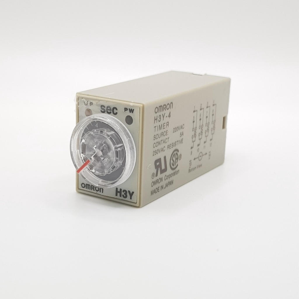 Rơ le 220V 10 giây, Relay thời Gian Timer Omron H3Y-4 14P 220V, H3Y-4, rơ le thời gian