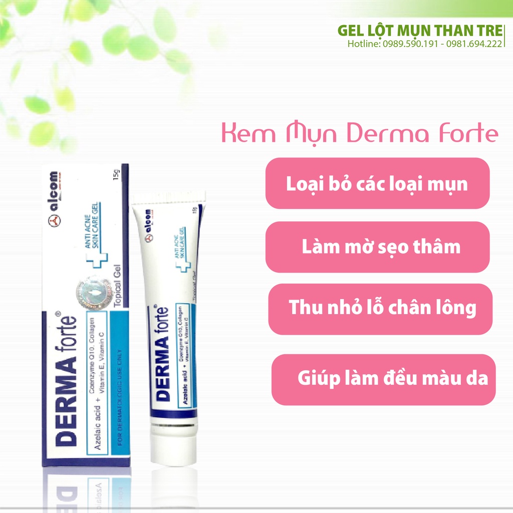 Kem giảm mụn derma forte làm giảm mụn ẩn, trứng cá, đầu đen, làm mềm và làm mờ sẹo