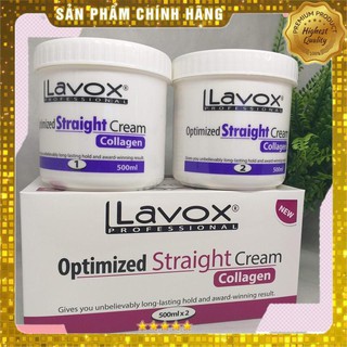 Thuốc Ép Duỗi tóc Lavox tím Collagen 500ml x 2
