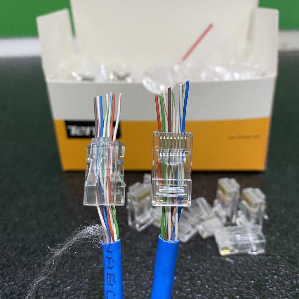 Hộp 100 Hạt bấm mạng Xuyên Thấu Rj45 CAT 6E TENDA-CAM KẾT 100% CHẤT LƯỢNG SIÊU TỐT