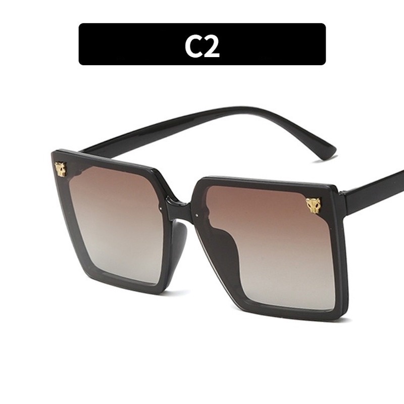 (KIQI-FASHION) COD Kính Mát Gọng Tròn Lớn Chống Tia Uv400 Họa Tiết Da Báo Thời Trang Cho Nữ