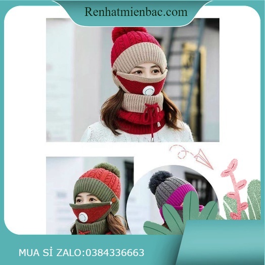Khăn mũ len kèm khẩu trang 3 in1(dành cho nữ) [RẺ NHẤT MIỀN BẮC]