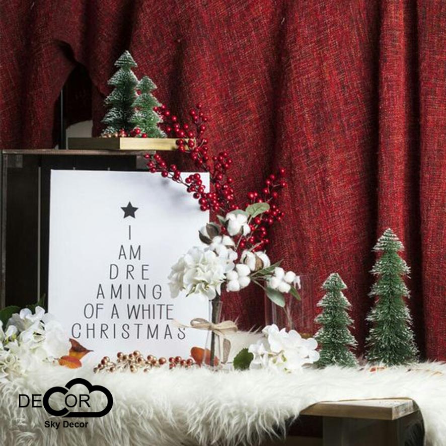 Cành bông gòn Giáng Sinh, Xmas, Noel, Christmas, cành khô với sợi cotton trang trí góc cá nhân, nhà cửa – Sky decor