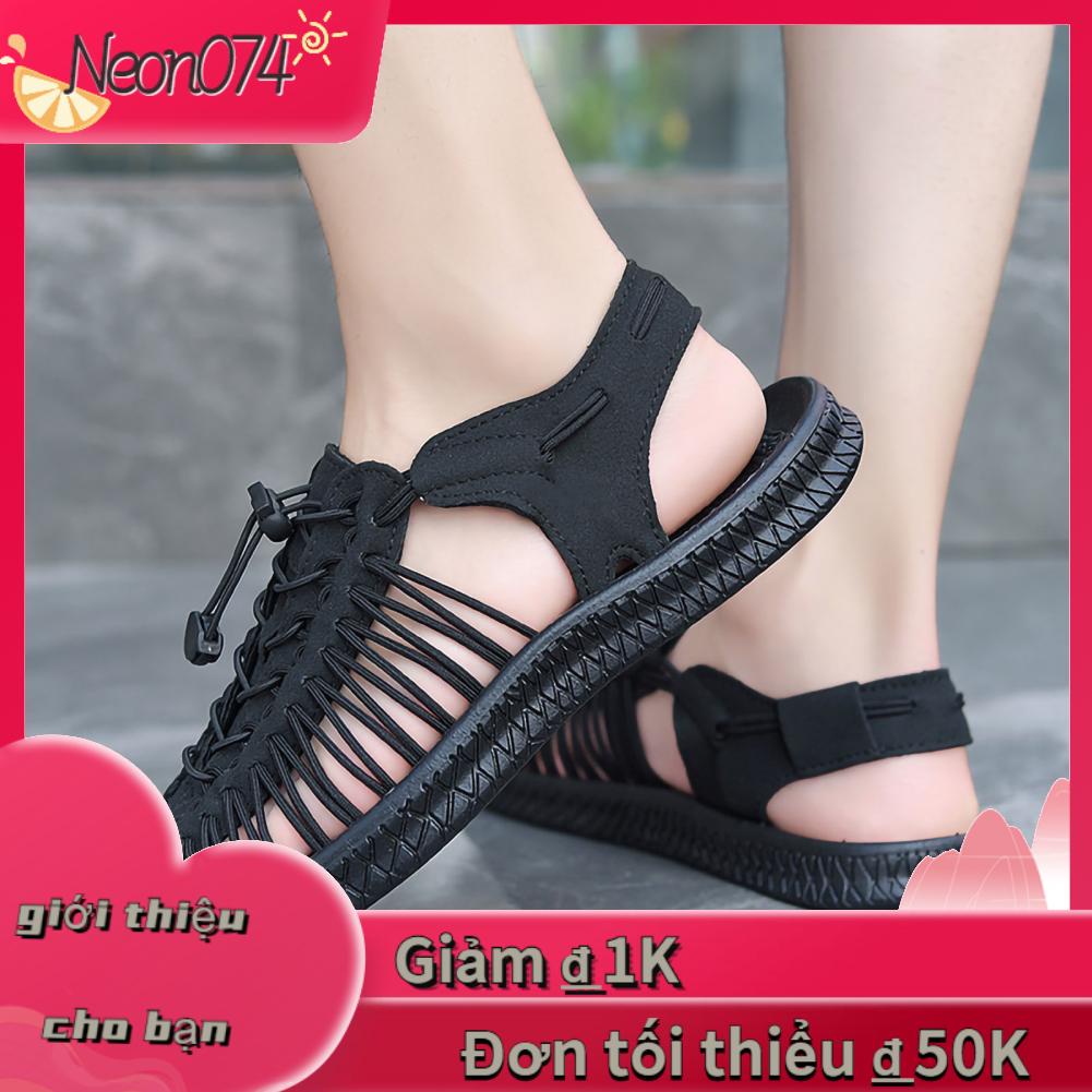 Neon074 Neon074 Sandal kín ngón chân thể thao ngoài trời Bãi biển dệt rỗng giày cho nam giới