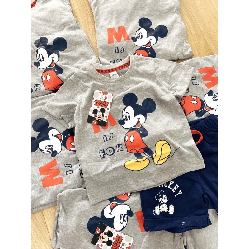 SBT2221 BỘ ĐÙI COTTON XÁM MICKEY IS FOR QUẦN XANH