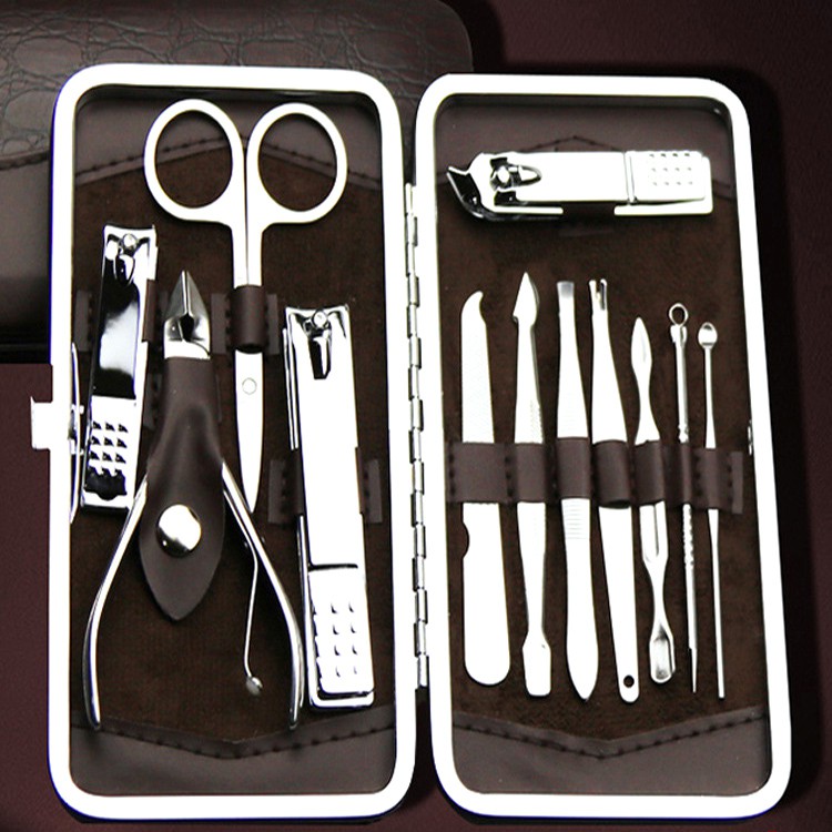 💞HỘP LỚN 💞 Bộ 12 món Kiềm Cắt, Bấm Móng Tay , Lấy Ráy Tai , Que Nặn Mụn , Kéo Tỉa Lông Mày Inox 12 món