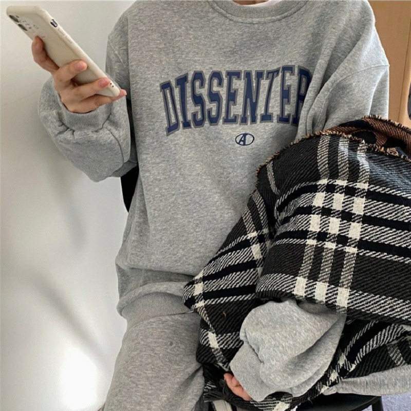 Áo Thun Cotton Mỏng Cổ Tròn In Chữ Phong Cách Hàn Quốc Thời Trang Mùa Thu 2022 Mới