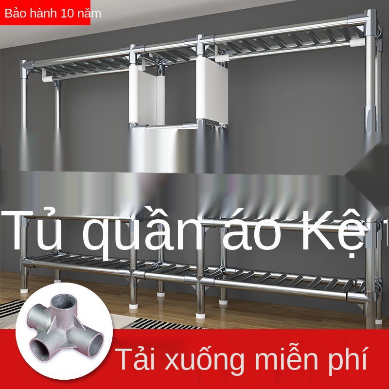 tủ vải ống thép dày gia cố lắp ráp đơn giản Kệ tủ đựng đồ kết hợp tủ quần áo đôi hiện đại đơn giản