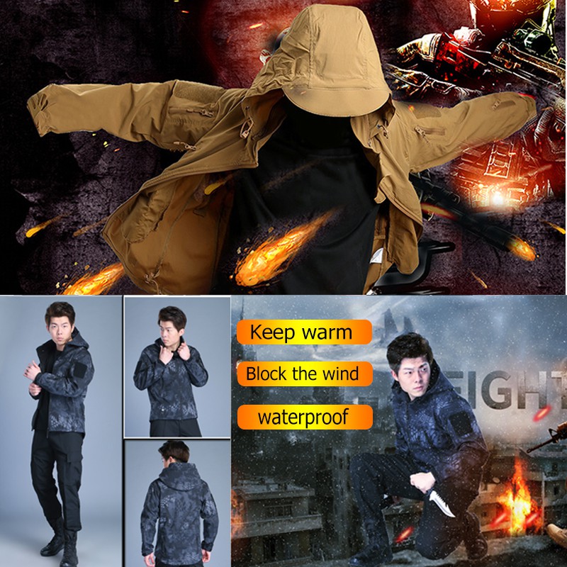 Áo khoác quân sự kháng nước IX7 dành cho nam giới in hoa văn camo