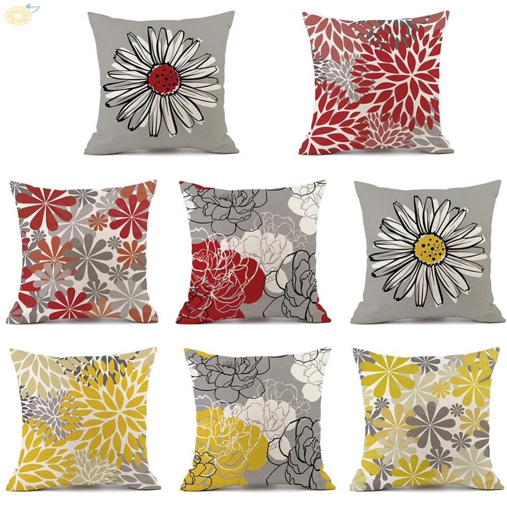 【VARSTR】Pillowcase 45x45cm Car Waist Geometric Floral Linen Pattern Pillow Cover