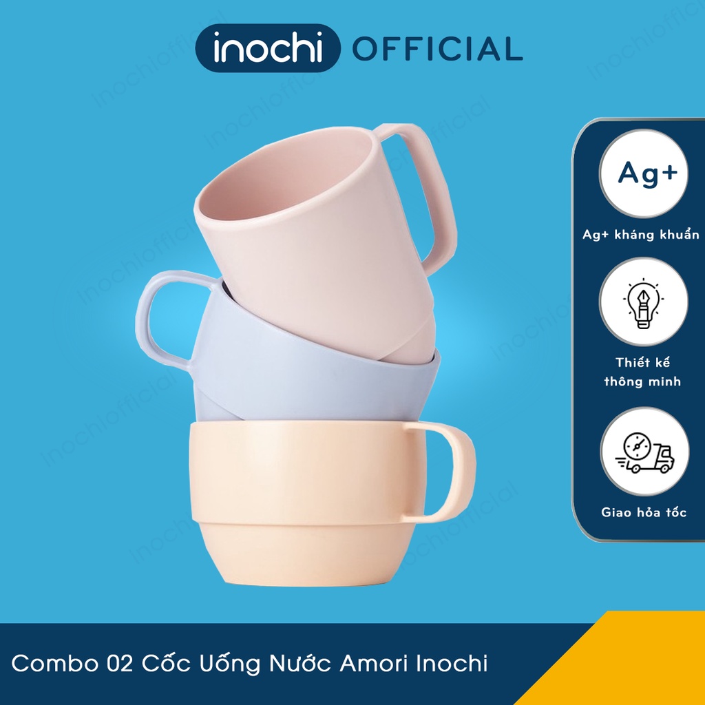 Combo 02 Cốc Uống Nước Amori Inochi - Kiểu Thấp - Thiết kế tối giản, Chịu được va đập mạnh, Chật lượng Nhật Bản