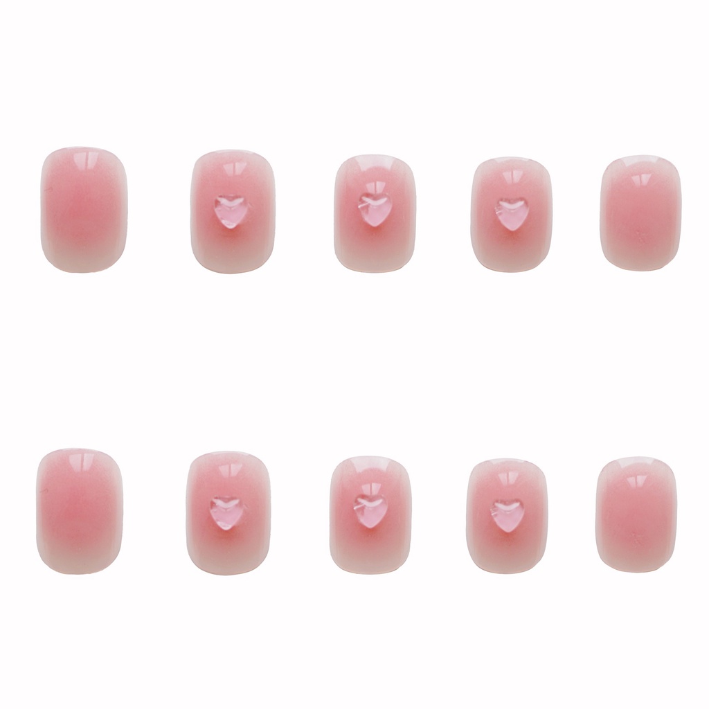24 móng tay giả thiết kế hồng đính thạch trái tim sang chảnh Jojo Z87 móng giả nailbox rẻ đẹp thời trang kèm keo