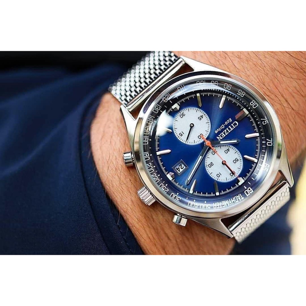 Đồng hồ nam chính hãng Citizen Chandler CA7020-58L Eco-drive Blue stainless - Máy Quartz Eco Drive - Kính cứng cong