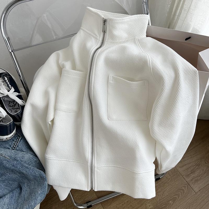 Áo Khoác Nữ Cổ Đứng Tay Raglan Có Dây Kéo