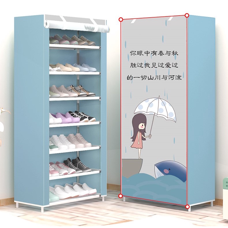 Tủ Vải Để quần áo Giầy Dép khung thép 8 Tầng 7 Ngăn có thể gấp gọn Chống Nước Chống Nấm Mốc Cao Cấp khung thép thôg minh