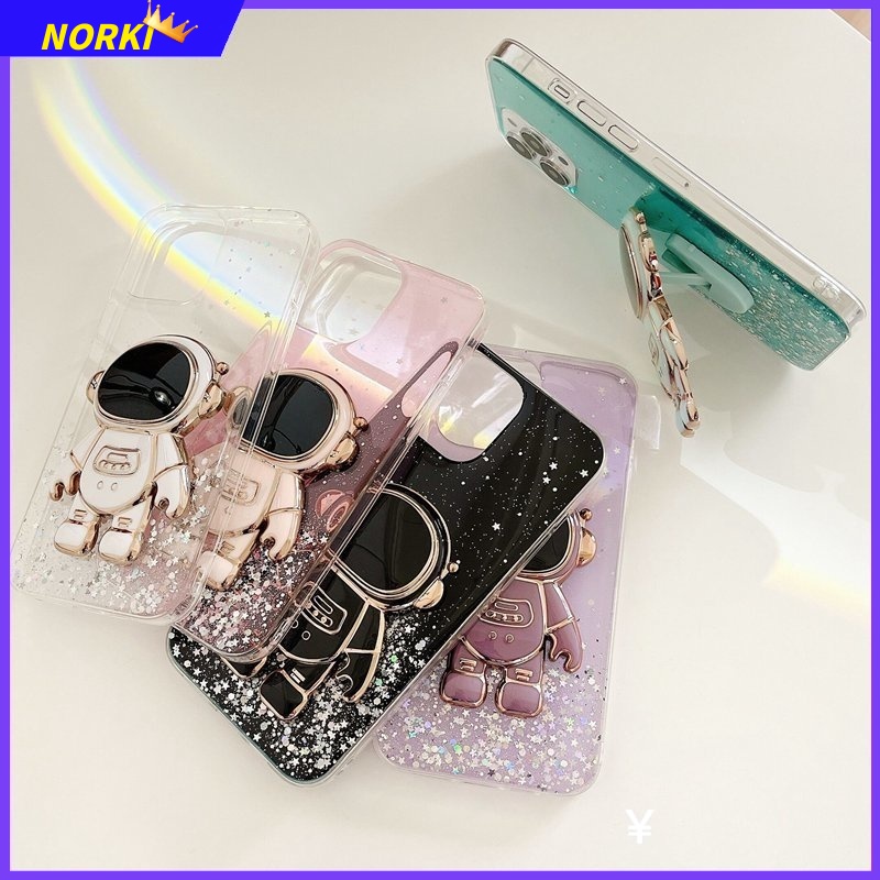Ốp Điện Thoại Kim Tuyến Nước Kèm Giá Đỡ Hình Phi Hành Gia 3D Cho Samsung Galaxy S10 S10Plus S10E S9 S9Plus S8 S8Plus A7 A8 A9 2018 A9S
