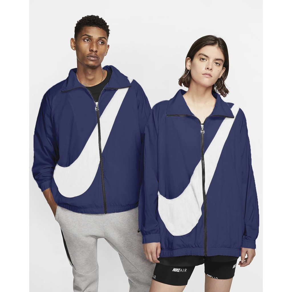 ÁO KHOÁC NIKE STAND COLLAR WOVEN SWOOSH - XANH NAVY / TRẮNG