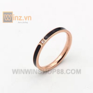 💍💍 Nhẫn cặp Titan đính đá N259 (màu đen, viền đồng) 💍💍- Winz.vn