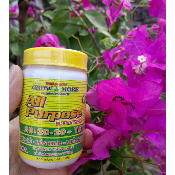PHÂN NPK 20-20-20+TE Grow More 100G
