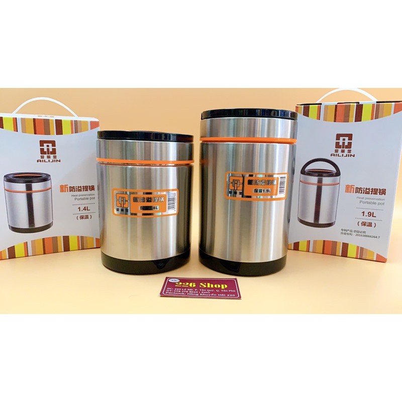 Cà mên inox 2 lớp cao cấp giữ nhiệt [từ 3h-6h] .Hai size 1400ml và 1900ml