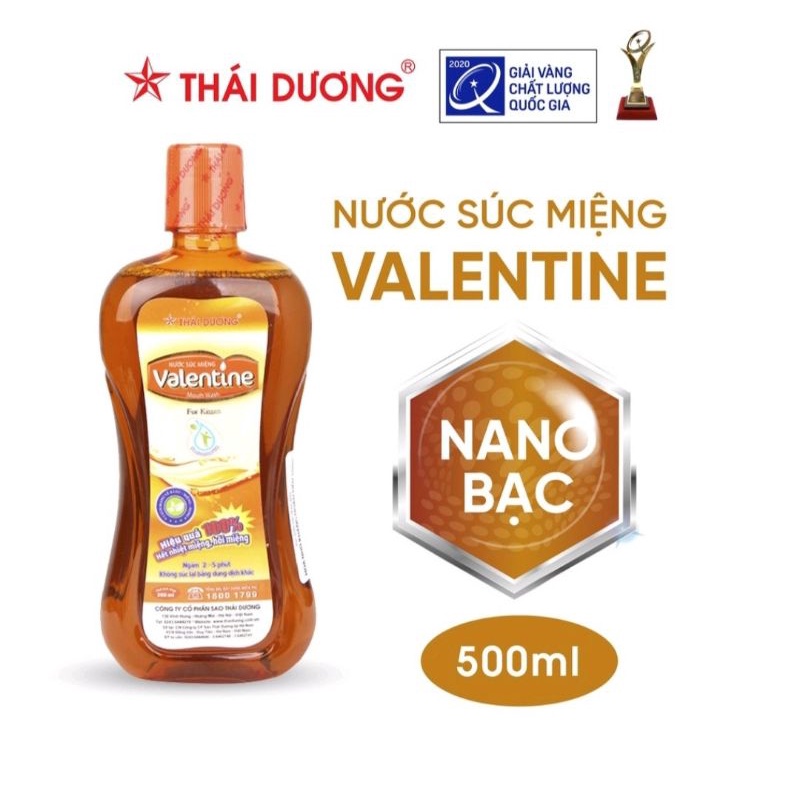 Nước súc miệng Valentine ⚡ Tặng quà ⚡ Chai 500ml Giúp giảm hôi miệng, nhiệt miệng, sâu răng, viêm lợi