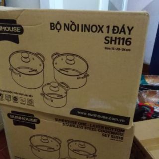 Bộ nồi inox 1 đáy Sunhouse SH116