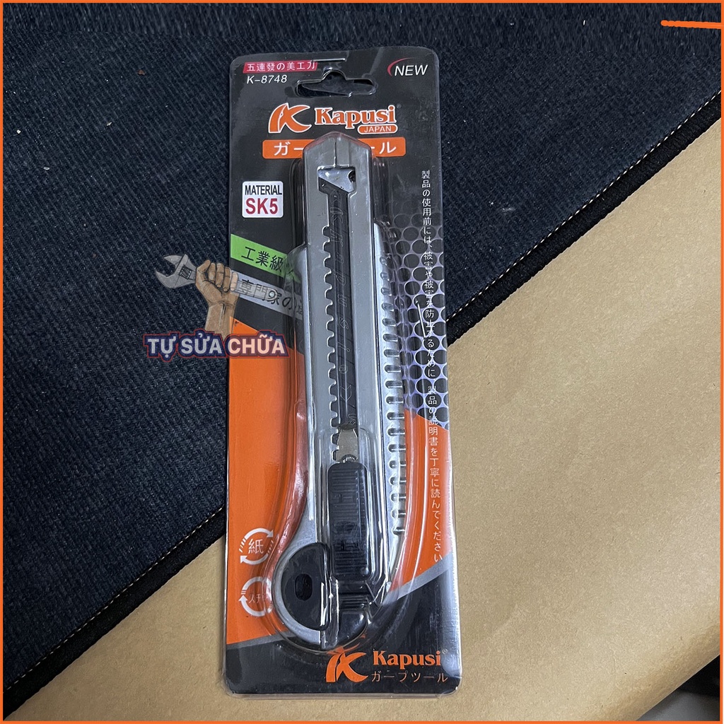 Dao rọc giấy đa năng kèm 5 lưỡi dao A100 thép CRV Sk5 sắc bén thay thế chính hãng  Kapusi K-8748