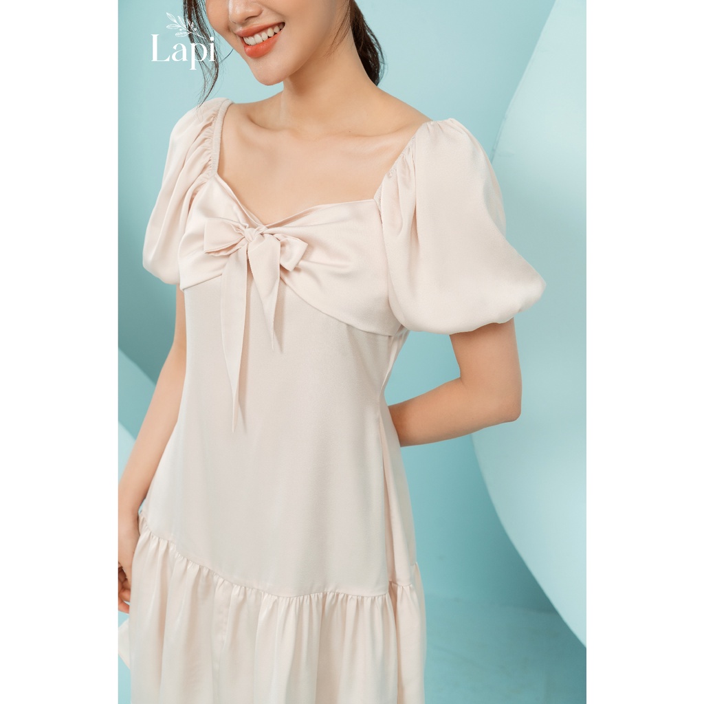 Váy Lụa Tay Bồng Thắt Nơ Lapi LSL20