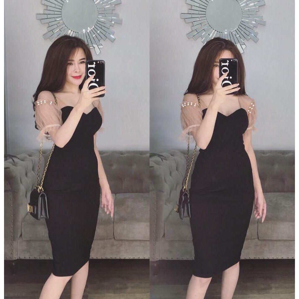 Đầm dự tiệc, đầm body ôm tay lưới siêu xinh