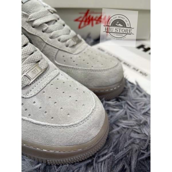 (Híu)Giầy Thể Thao Air Force 1 RC Nâu Xám Da Lộn|Đế Khâu Lót Bông