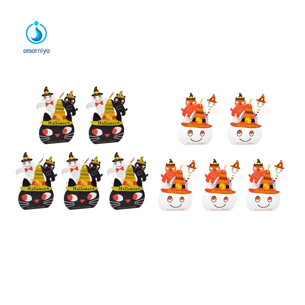 Bộ 5 Hộp Giấy Đựng Kẹo Họa Tiết Halloween