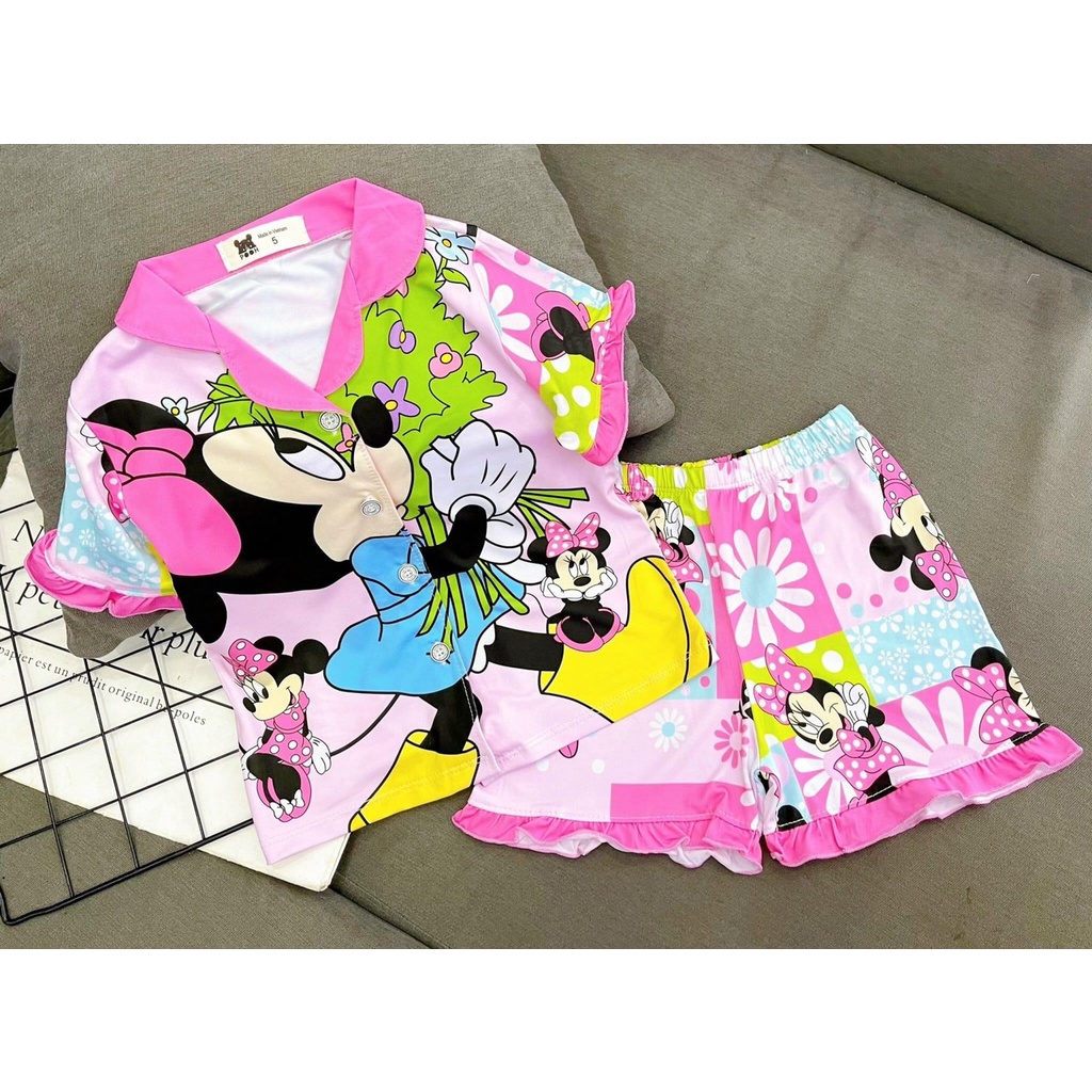 Bộ Đồ Pijama Bé Gái 11-48 Kg Set Quần Áo Trẻ Em Thun Lạnh Cao Cấp Làm Đồ Ngủ Pizama Hoạt Hình 3D Hot Trend Homie Kids